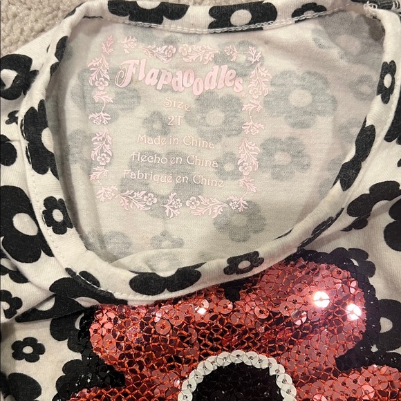 Good🎉 Condition FLAPADOODLES Floral Long Sleeve Dress with Black Tulle Skirt, 2T - Picture 3 of 13